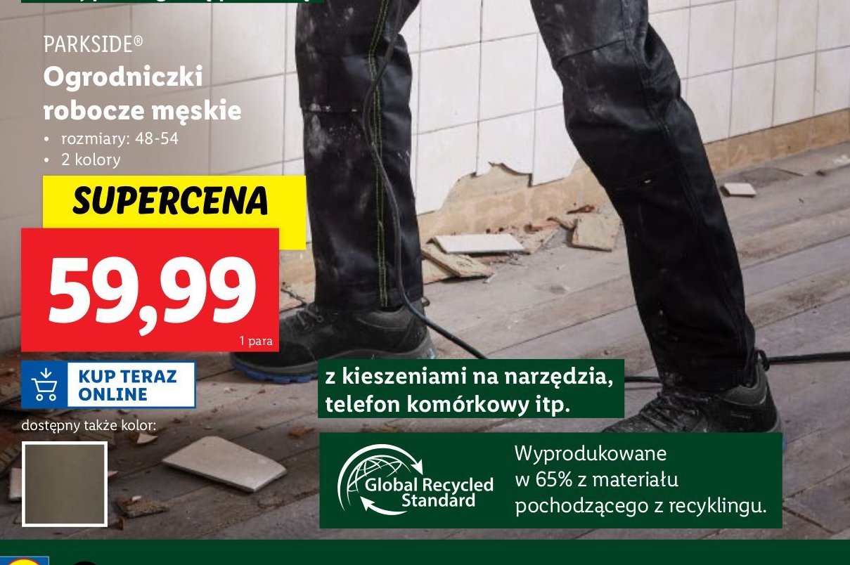 Ogrodniczki robocze męskie 48-54 Parkside promocja