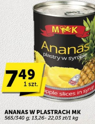 Ananas w plastrach w syropie MK promocja w ABC