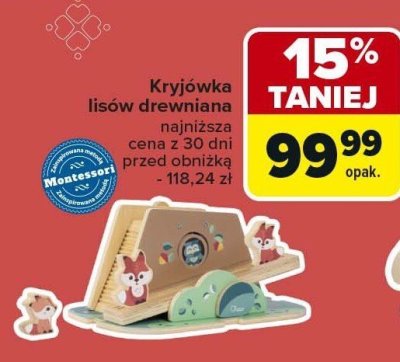 Kryjówka lisów drewniana Chicco promocja w Carrefour
