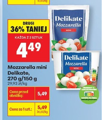 Mozzarella mini Delikate, 270 g/150 g promocja w Biedronka