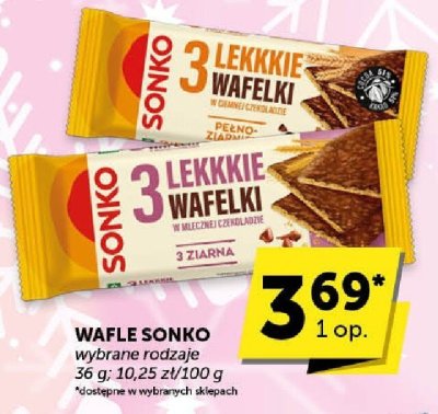 Wafle Sonko 3 lekkie wafelki wybrane rodzaje promocja w Groszek
