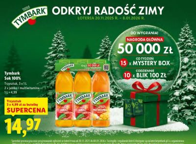 Sok Tymbark 100% Trzyszstuk, 3 x 1 L promocja w Lidl