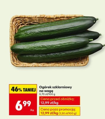 Ogórek szklarniowy na wagę promocja w Biedronka