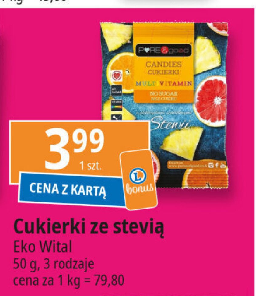 Cukierki multiwitamina ze stewii Pure&good promocja