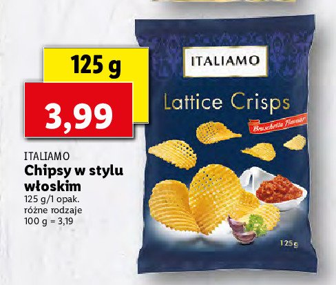Chipsy w stylu włoskim bruschetta Italiamo promocja