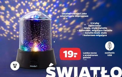 Lamka nocna z projektorem gwiazd promocja w Netto