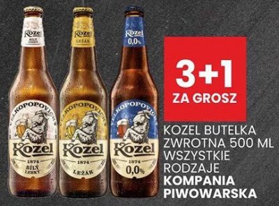 Piwo KOZEL butelka zwrotna 500 ml różne rodzaje KOMPANIA PIWOWARSKA 3+1 ZA GROSZ promocja w Wafelek