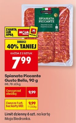 Spianata Piccante Gusto Bello, 90 g promocja w Biedronka