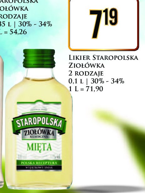 Likier Staropolska ziołówka mieta promocja w Dino