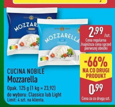 CUCINA NOBILE Mozzarella Classico lub Light promocja w Aldi