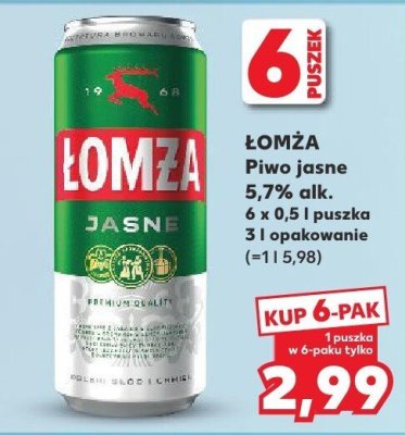 Piwo ŁOMŻA 6 x 0,5 l  promocja w Kaufland