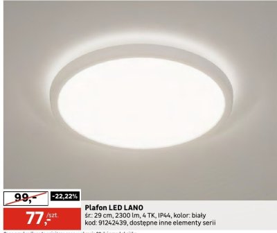 Plafon LED LANO śr. 29 cm, 2300 lm, 4 TK, IP44, kolor: biały promocja w Leroy Merlin