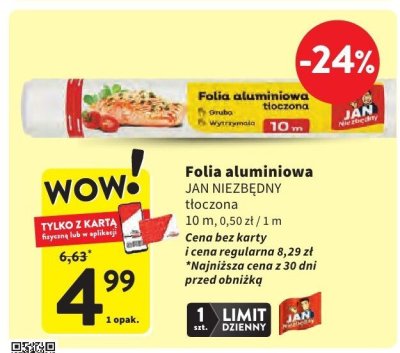 Folia aluminiowa tłoczona JAN NIEZBĘDNY promocja w Intermarche