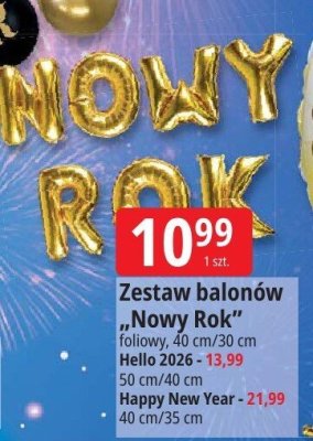 Zestaw balonów "Nowy Rok" foliowy 40 cm/30 cm Hello 2026 Leclerc promocja w Leclerc