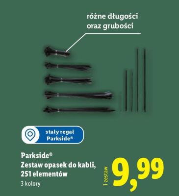 Zestaw opasek do kabli 251 elementów Parkside promocja w Lidl
