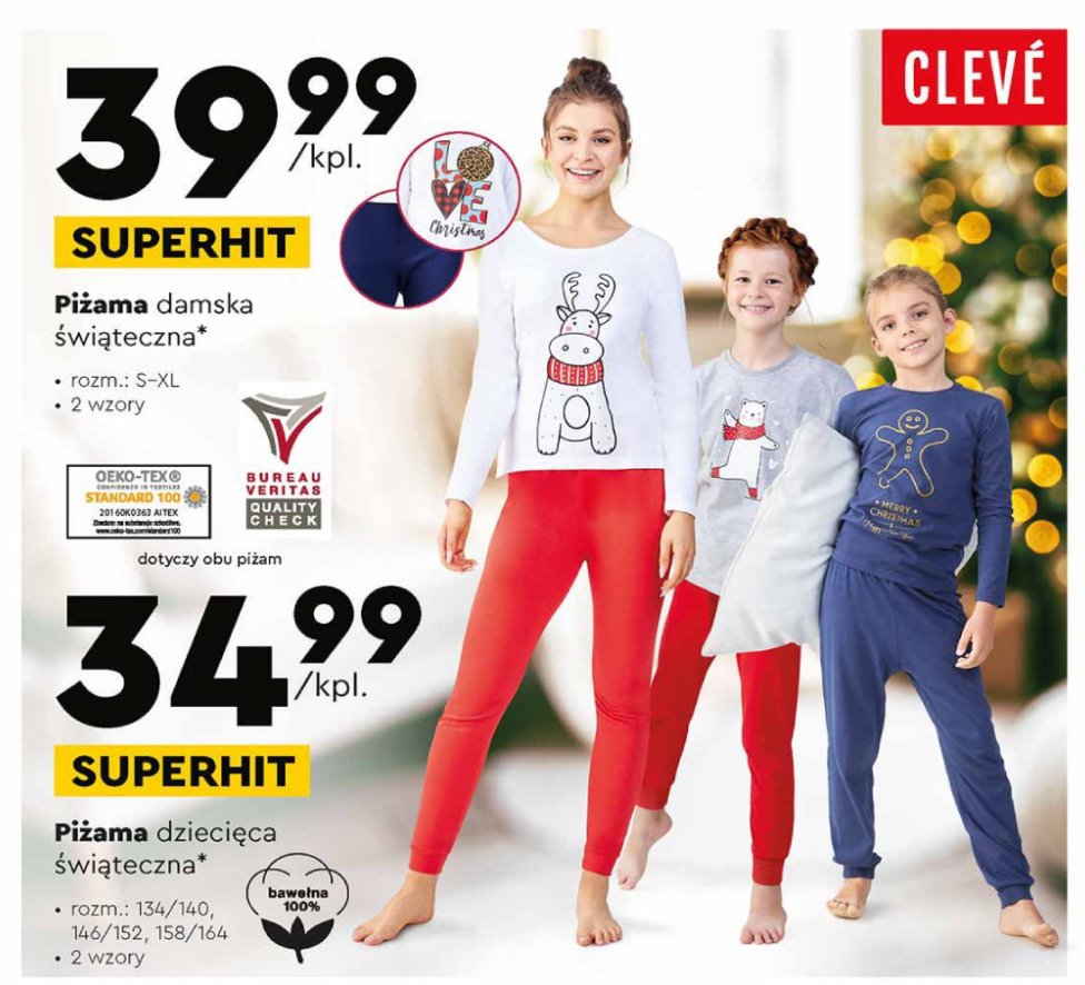 Piżama dziecięca świąteczna 134/140 Cleve promocja