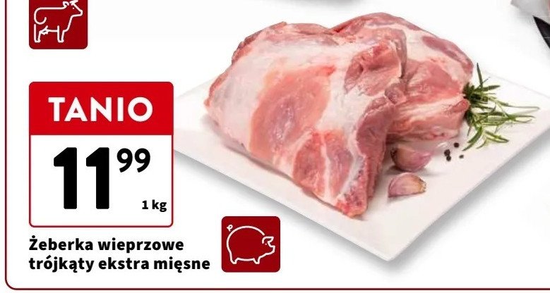 Żeberka wieprzowe trójkąty extra mięsne promocja w Intermarche