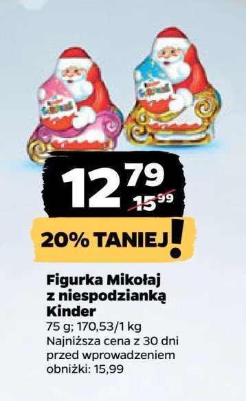 Figurka mikołaj z niespodzianką Kinder niespodzianka promocja w Netto