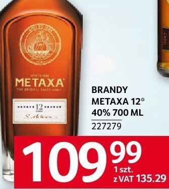 Brandy Metaxa 12* 40% 700 ml promocja w Selgros