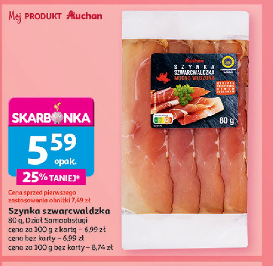 Szynka szwarcwaldzka Auchan r贸偶norodne (logo czerwone) promocja