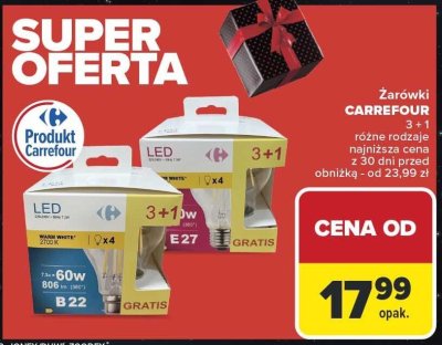 Żarówki LED, różne rodzaje 3+1 GRATIS promocja w Carrefour