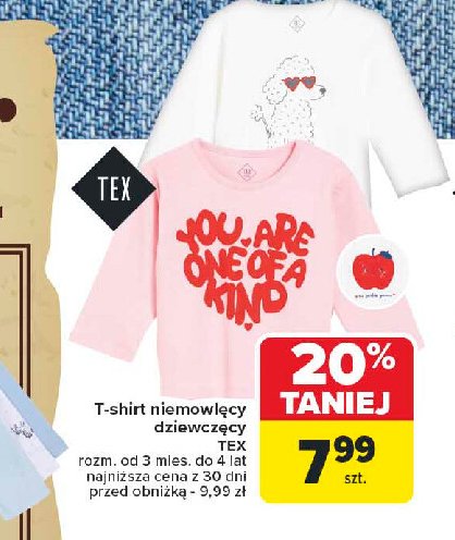 T-shirt niemowlęcy dziewczęcy 3mies-4 lata Tex promocja w Carrefour