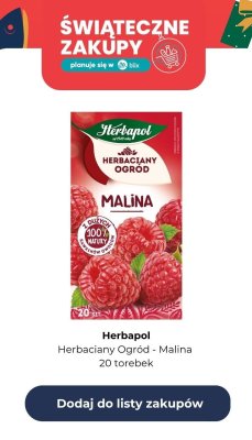 Herbata Herbaciany Ogród Malina 20 torebek promocja w Dino