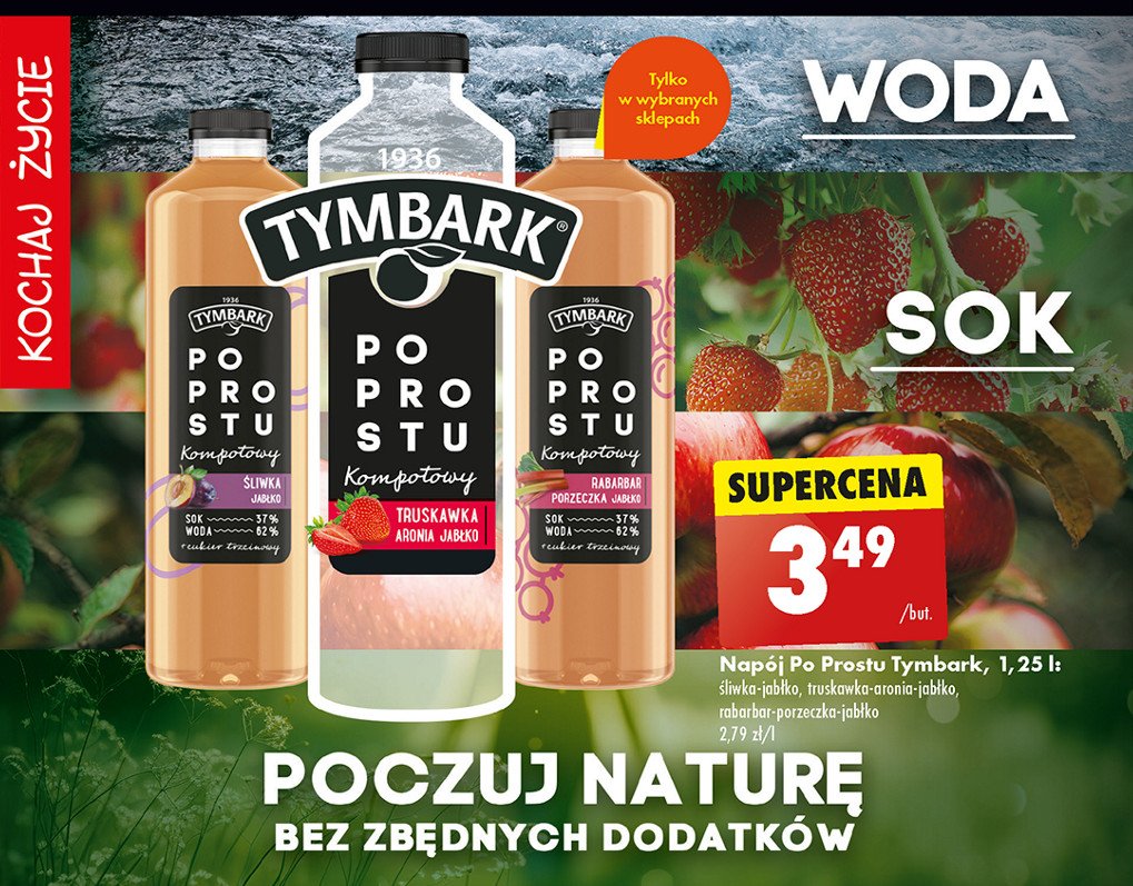 Napój rabarbar Tymbark po prostu promocja