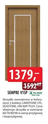 Skrzydło drzwiowe wewnętrzne SEMPRE V1SP  promocja w Dobre Dla Domu