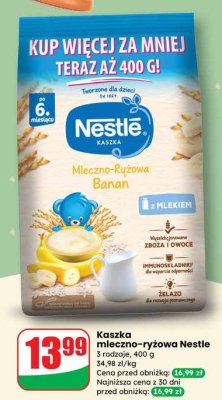 Kaszka mleczno-ryżowa Nestle 3 rodzaje promocja w Dino