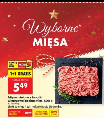 Mięso mielone z łopatki wieprzowej Kraina Mięs 500g promocja w Biedronka