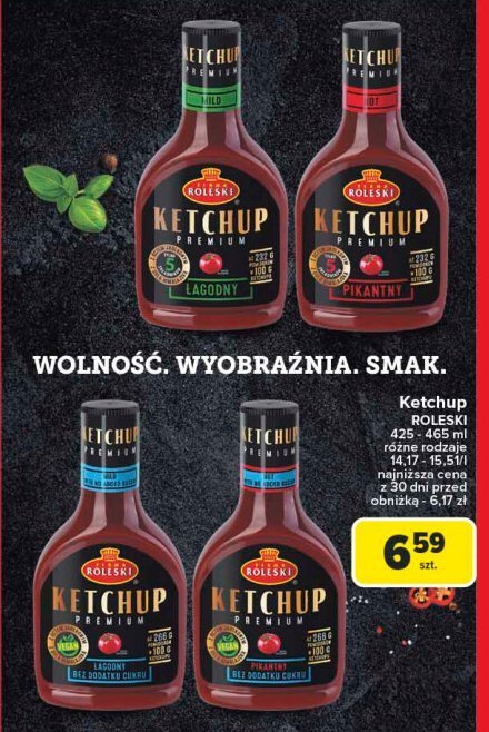 Ketchup łagodny premium bez dodatku cukru Roleski promocja w Carrefour