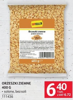 Orzesze ziemne 400 g solone bez soli promocja w Selgros