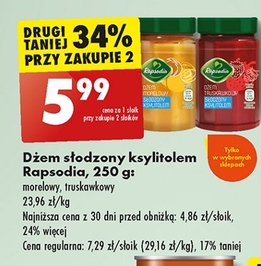 Dżem słodzony ksylitolem morelowy Rapsodia promocja