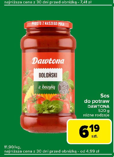 Sos boloński z bazylią Dawtona promocja w Carrefour Express