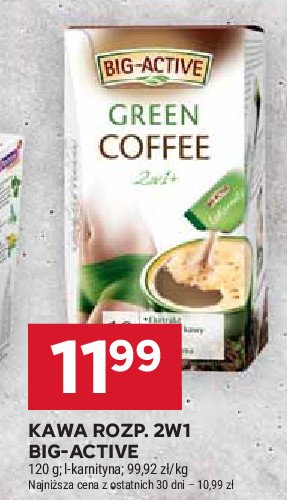 Kawa BIG-ACTIVE LA KARNITA GREEN COFFEE 2W1+ promocja w Stokrotka