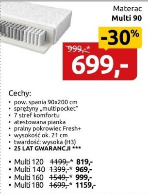 Materac Multi 90 promocja w Black Red White