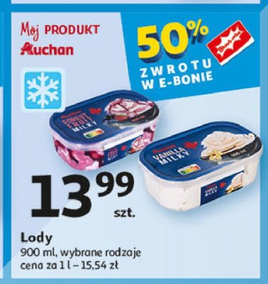 Lody vanilla milky Auchan różnorodne (logo czerwone) promocja