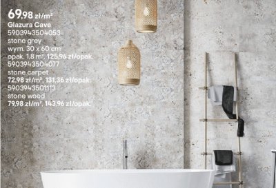 Płytki Glazura Cave stone grey/stone carpet/stone wood 30x60cm promocja w Castorama