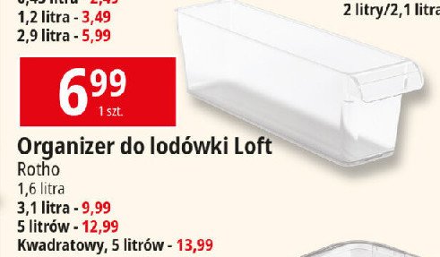 Organizer do lodówki loft kwadratowy 5 l Rotho promocja