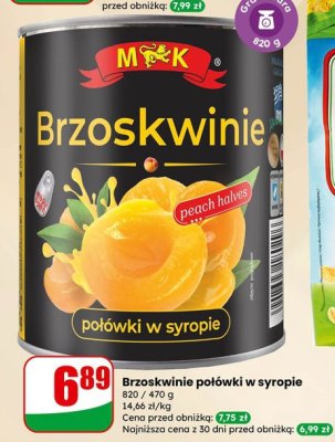 Brzoskwinie połówki w syropie M&K promocja w Dino