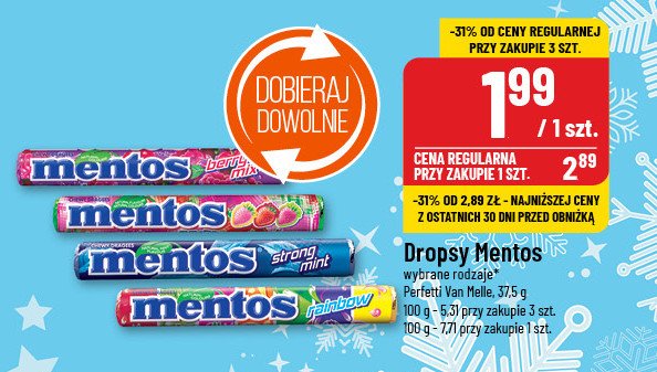 Dropsy rainbow Mentos classic promocja w POLOmarket