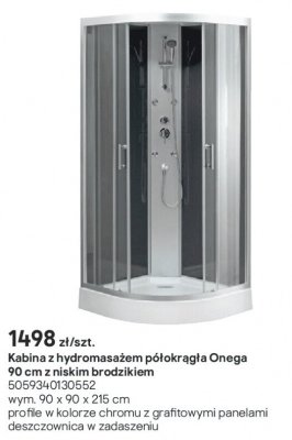 Kabina prysznicowa z hydromasażem półokrągła Onega 90 cm z niskim brodzikiem promocja w Castorama