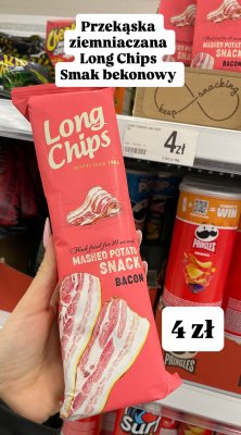 Chipsy Long Chips Mashed Potato Snack Bacon promocja w Dealz