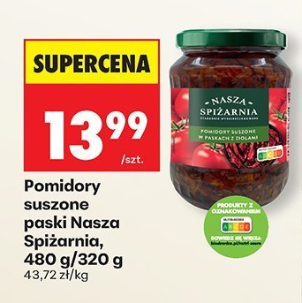 Pomidory suszone paski Nasza Spiżarnia, 480 g/320 g promocja w Biedronka