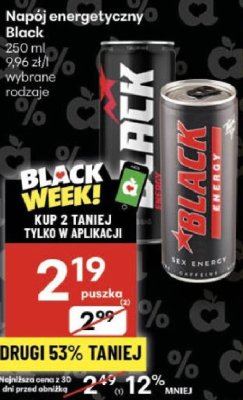 Napój energetyczny Black 250ml wybrane rodzaje promocja w Delikatesy Centrum