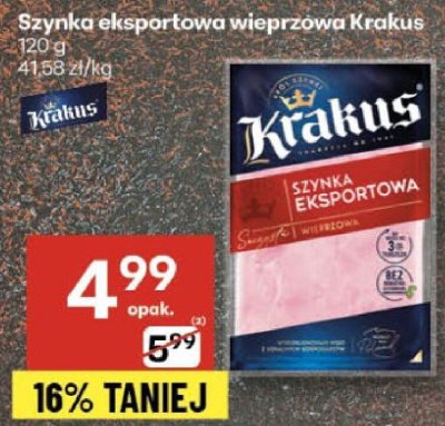 Szynka eksportowa wieprzowa Krakus promocja w Delikatesy Centrum