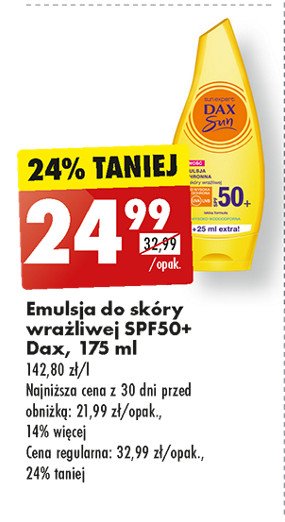 Lekka emulsja do opalania spf 50+ active+ Dax sun promocja