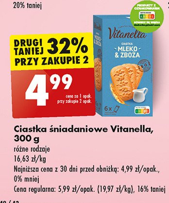 Ciastka mleko i zboża Vitanella promocja