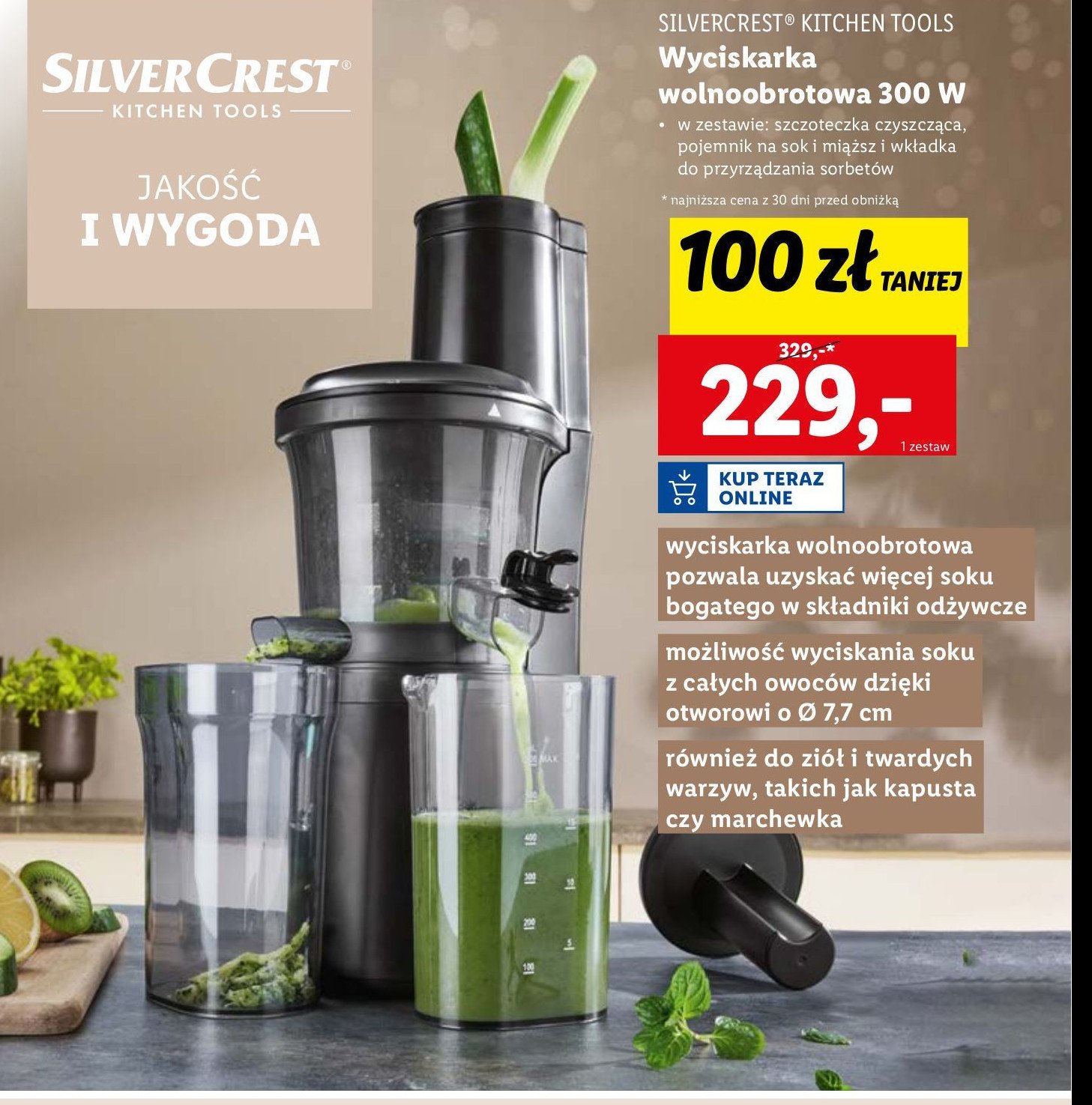 Wyciskarka wolnoobrotowa 300 w Silvercrest promocja w Lidl